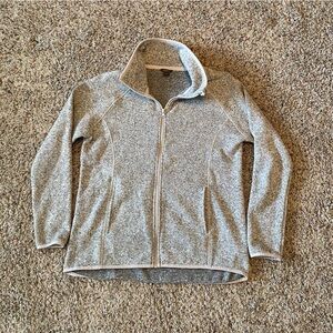 Women’s Eddie Bauer sz L full zip fleece mid weight jacket heather grey